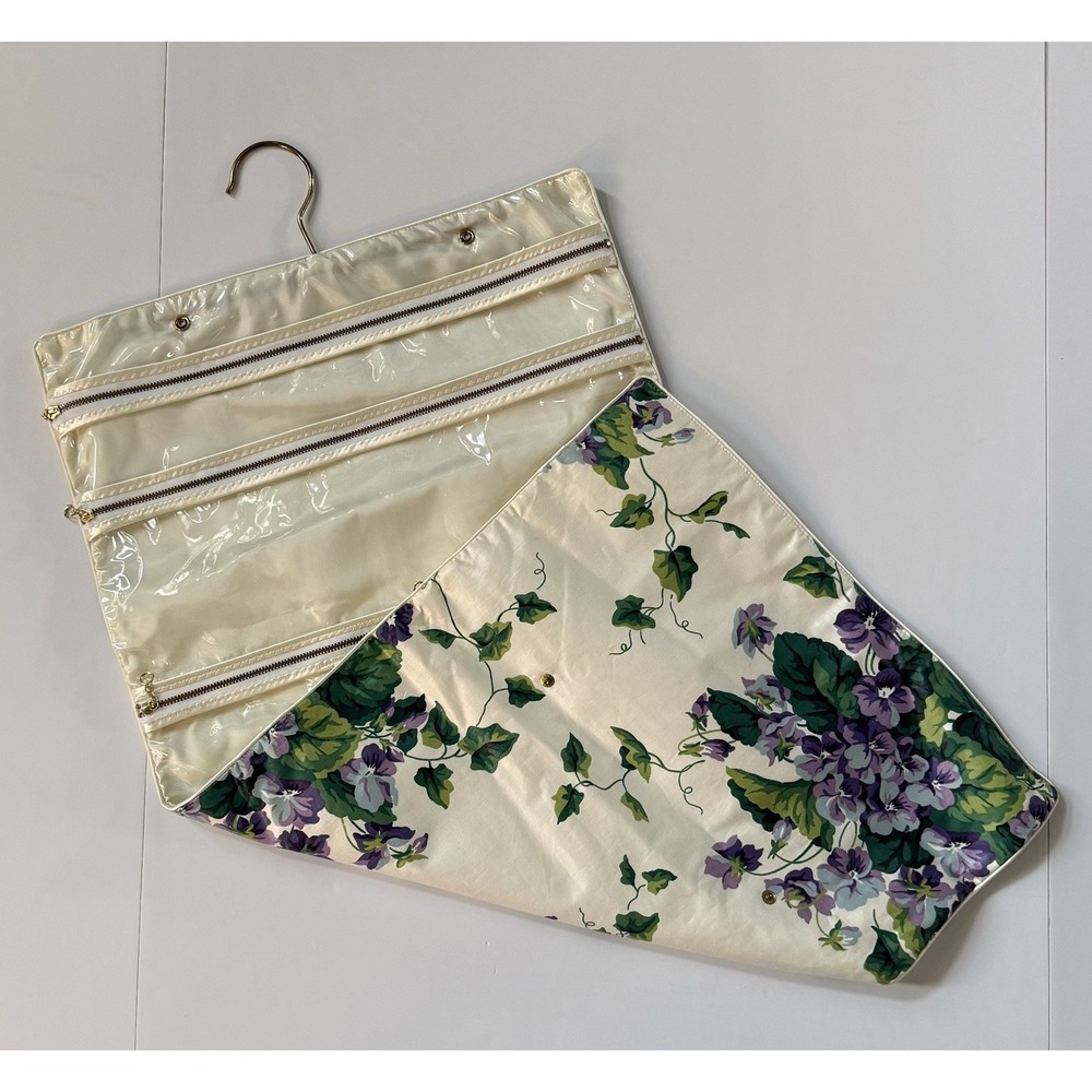 VTG Waverly Sweet Violets Floral Travel Hanging Toiletry Bag Makeup